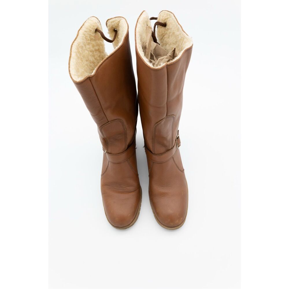 Vintage Brown Leather Shearling Lined Buckle Mid-Calf Boots – Women’s‎ - Picture 6 of 11